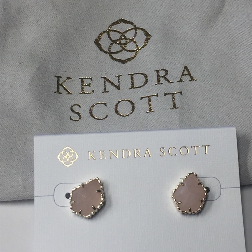 Kendra Scott Tessa Gold Rose Quartz Stud Earrings